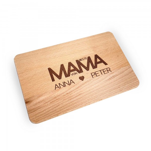 Mama Frühstücksbrett personalisiert Holz