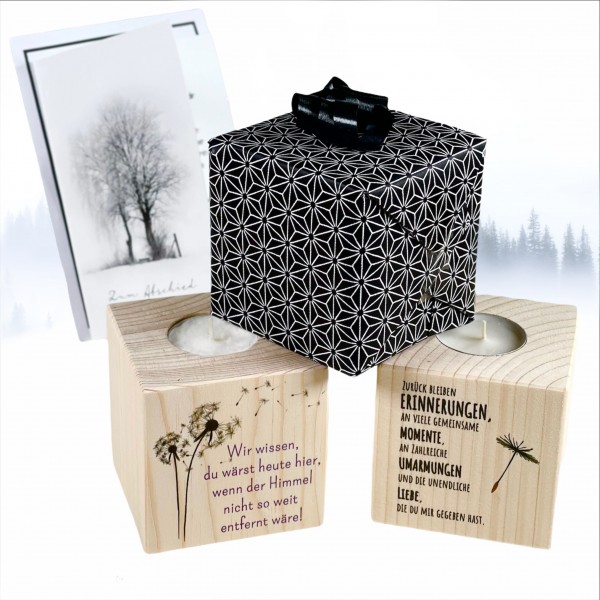 Teelichthalter Gedenken + personalisierte Karte als Geschenk