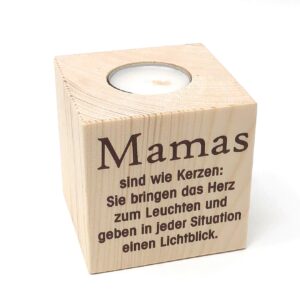 Teelichthalter Fichte mit Druck